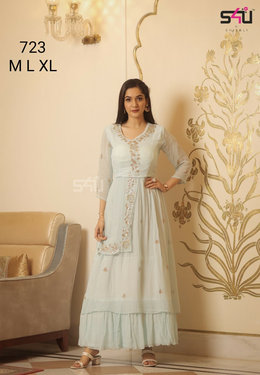 S4u 723 Fancy Killer Silk Designer Long Kurti Catalog 