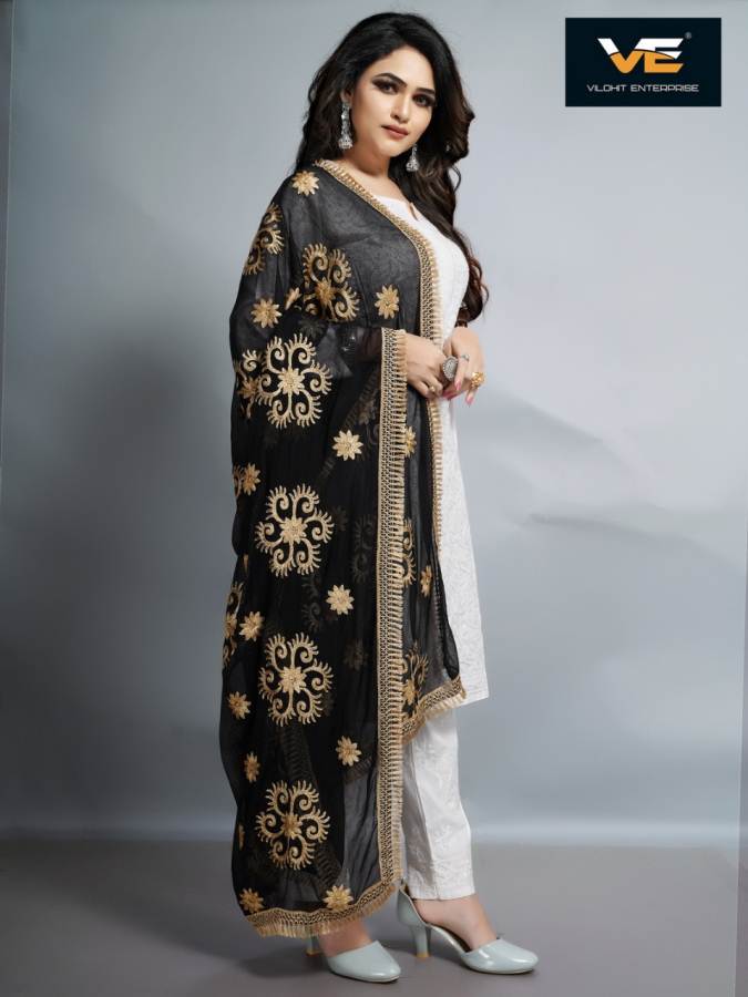 Heavy Black Border 1 Heavy Naznin Dupatta Collection