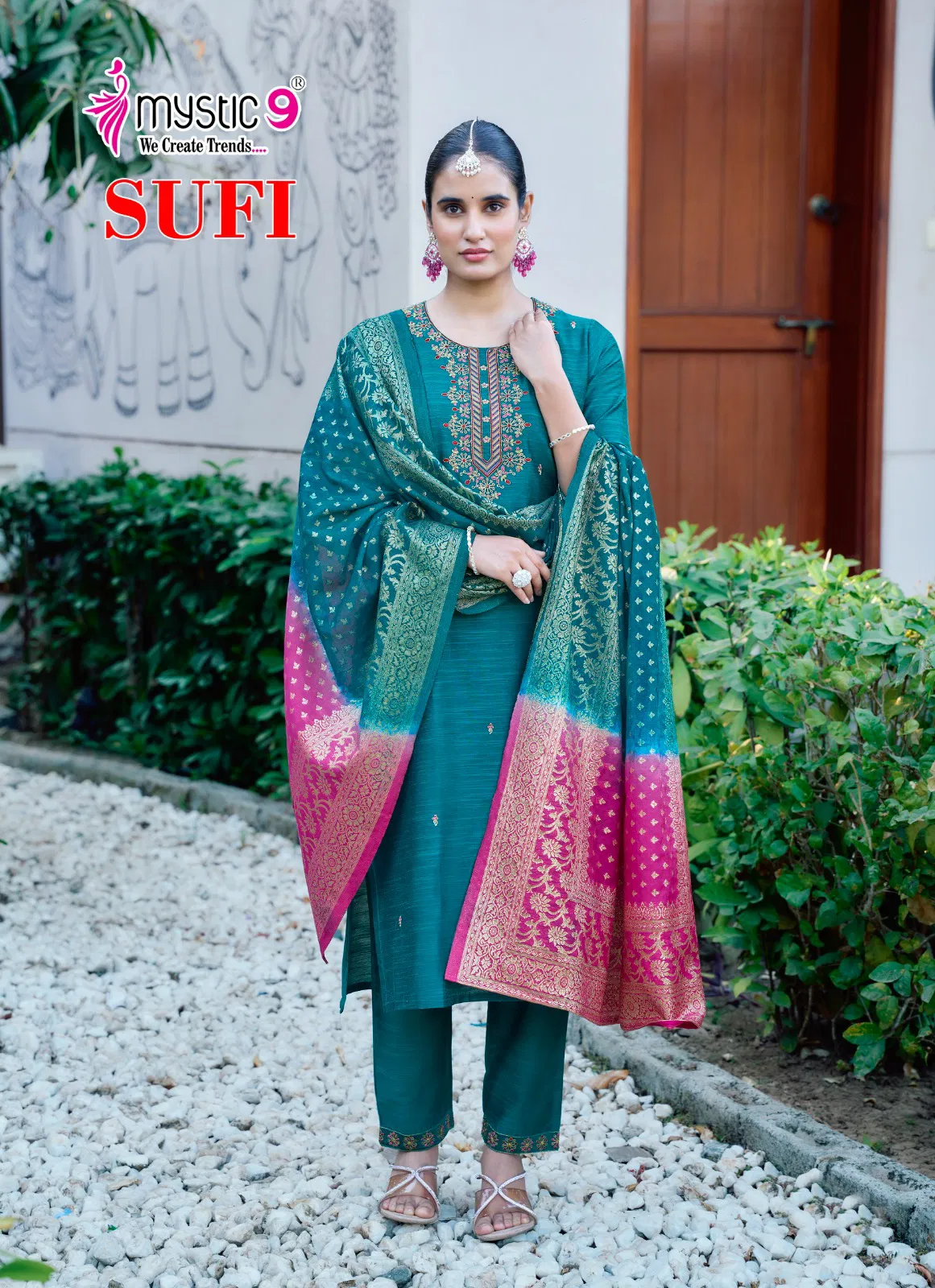 Sufi Vol 1 By Mystic 9 Banglore Silk Kurti With Bottom Dupatta Suppliers In India