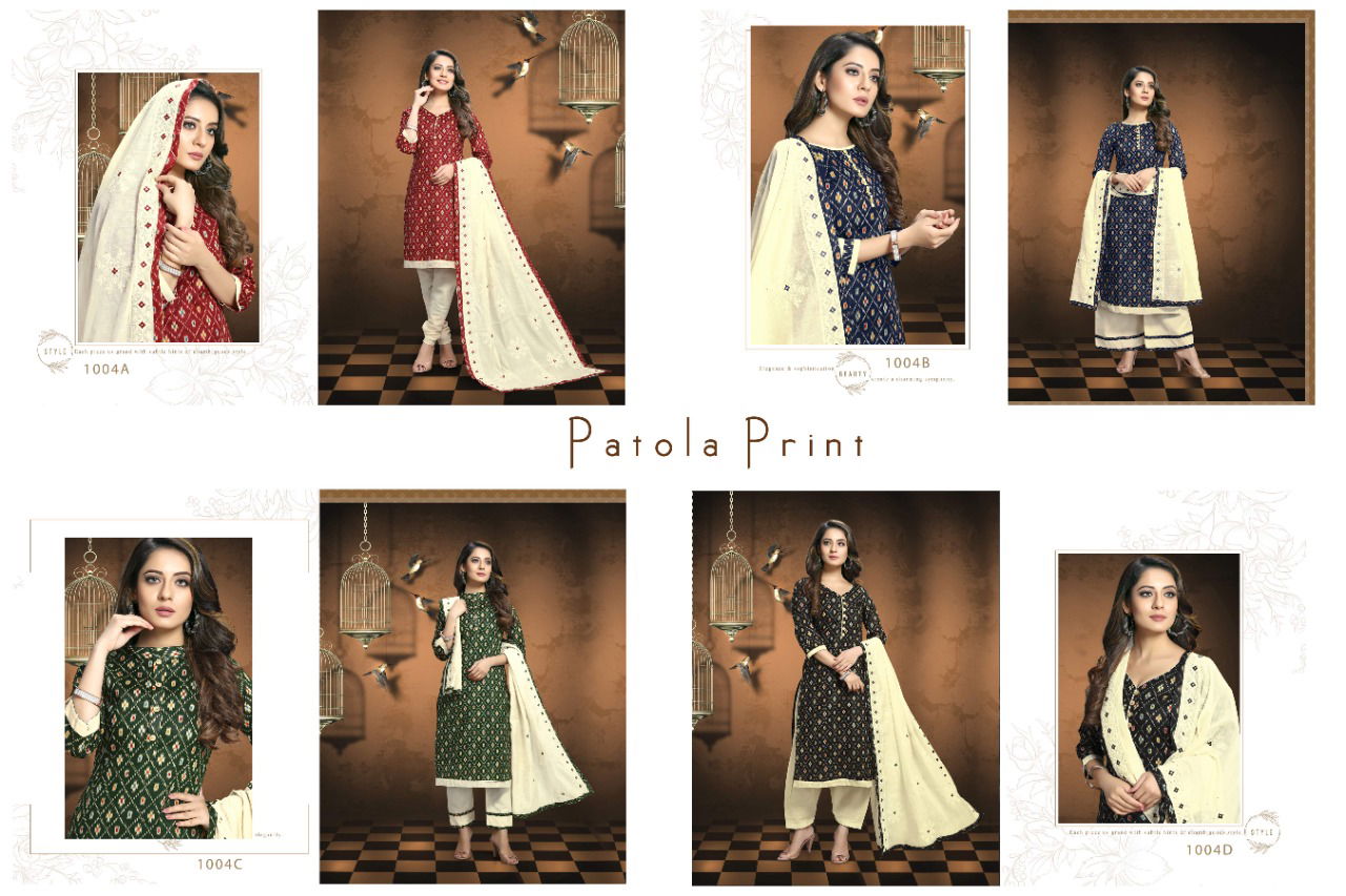 Kalamkari Patola Prints 1004 Colour Designer Printed Dress Material at Wholesale Price