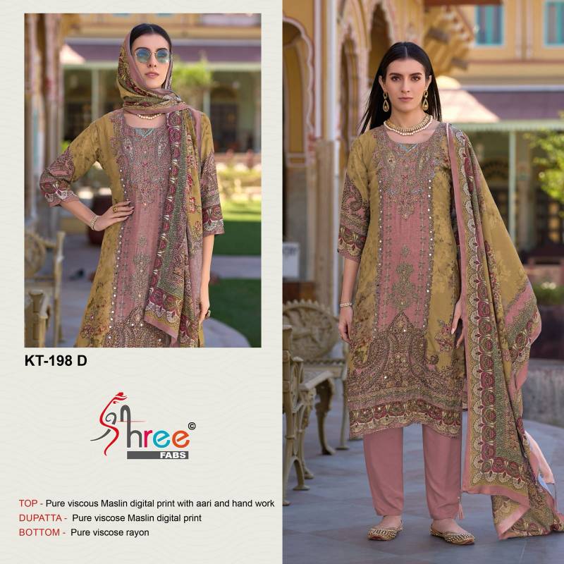 Shree Kt 198 Viscose Maslin Digital Printed Salwar Suits Wholesale In India