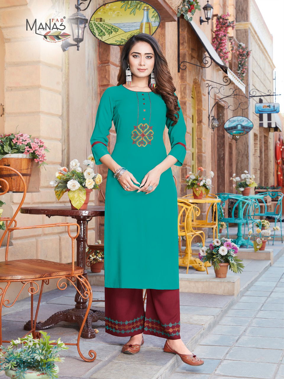 Manas Anishka 6 Latest Fancy Designer Rayon With Embroidery Ethnic Wear Kurti With Bottom Collection