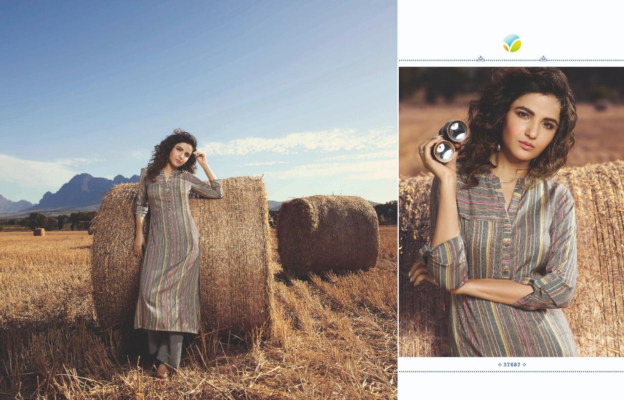 Vinay Tumbaa Aqua Rayon Slub Kurtis with Cotton Satin Pant Designer Party Wear Kurtis Collections 