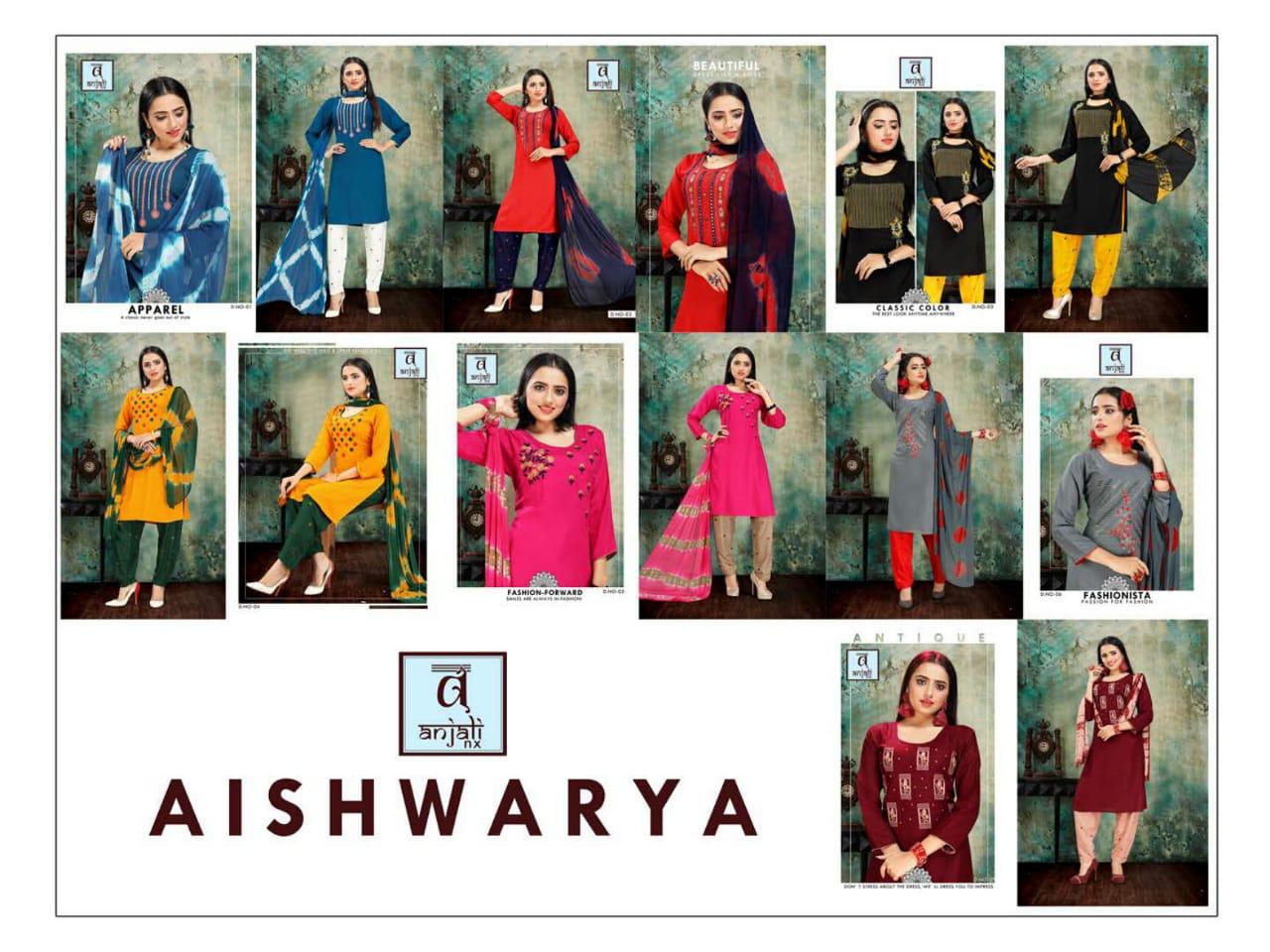 Anjali Aishwariya 3 Latest Designer Pant Style Ready Made Dress Collection With Embroidery Work 