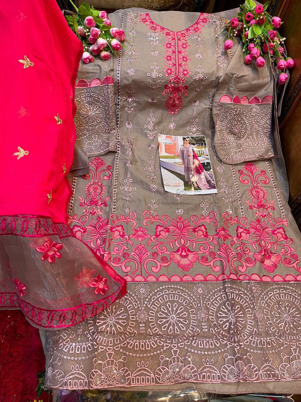 Zarqash Nureh Cambric Latest Fancy Designer Festive Wear Cotton Pakistani Salwar Kameez Collection
