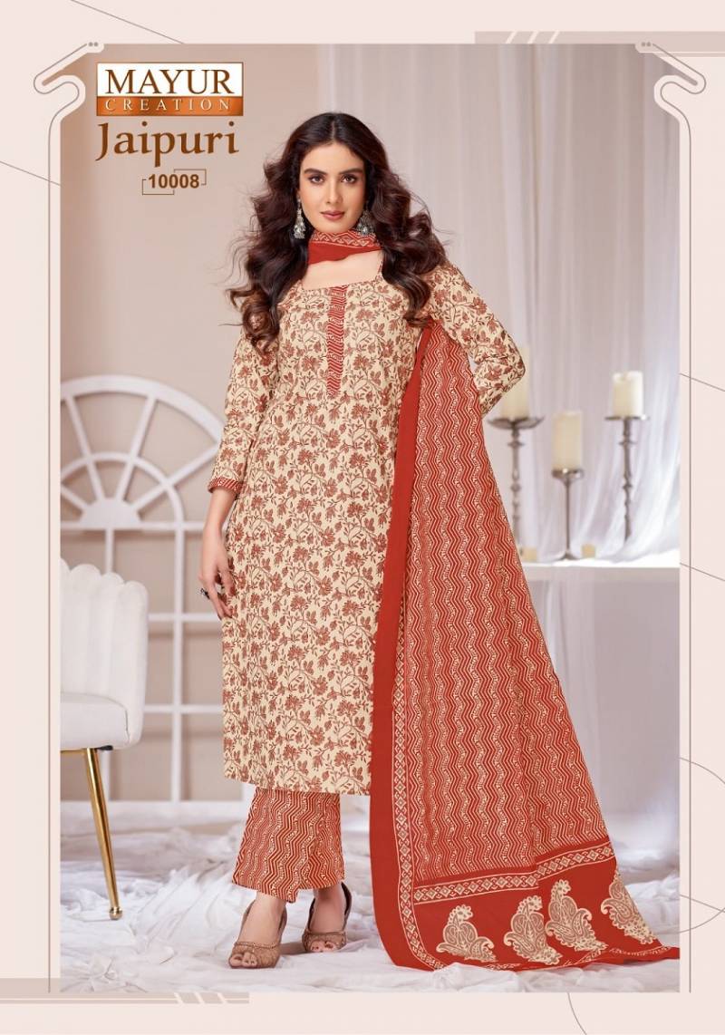 Jaipuri Vol 10 By Mayur Cotton Printed Stylish Dress Material Wholesale Online