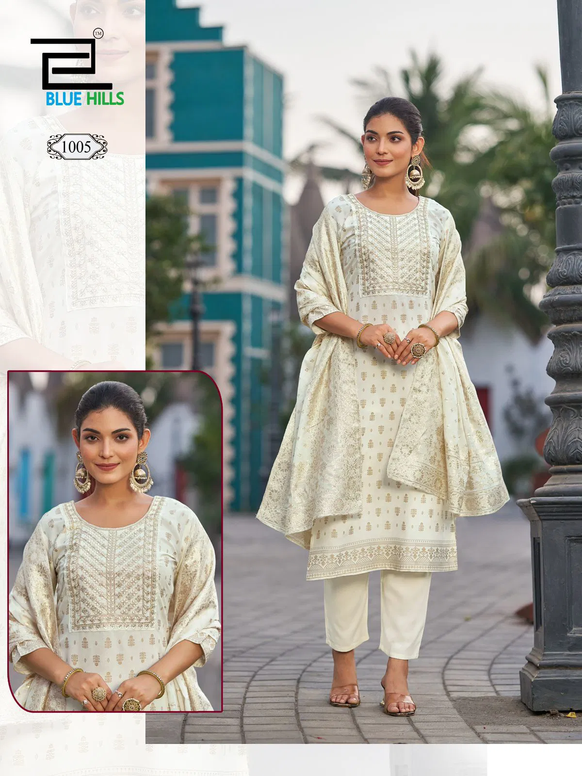 Madhuri By Blue Hills Rayon Embroidery Kurti With Bottom Dupatta Orders In India