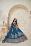 Teal Blue Colour Silk With Leaf Embroidery Work Lahenga With Blouse Dupatta Wholesale Price In Surat KF 2144
