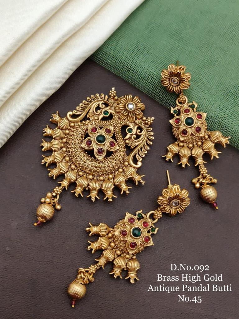 Brass High Gold Antique Pandal Butti Set Catalog