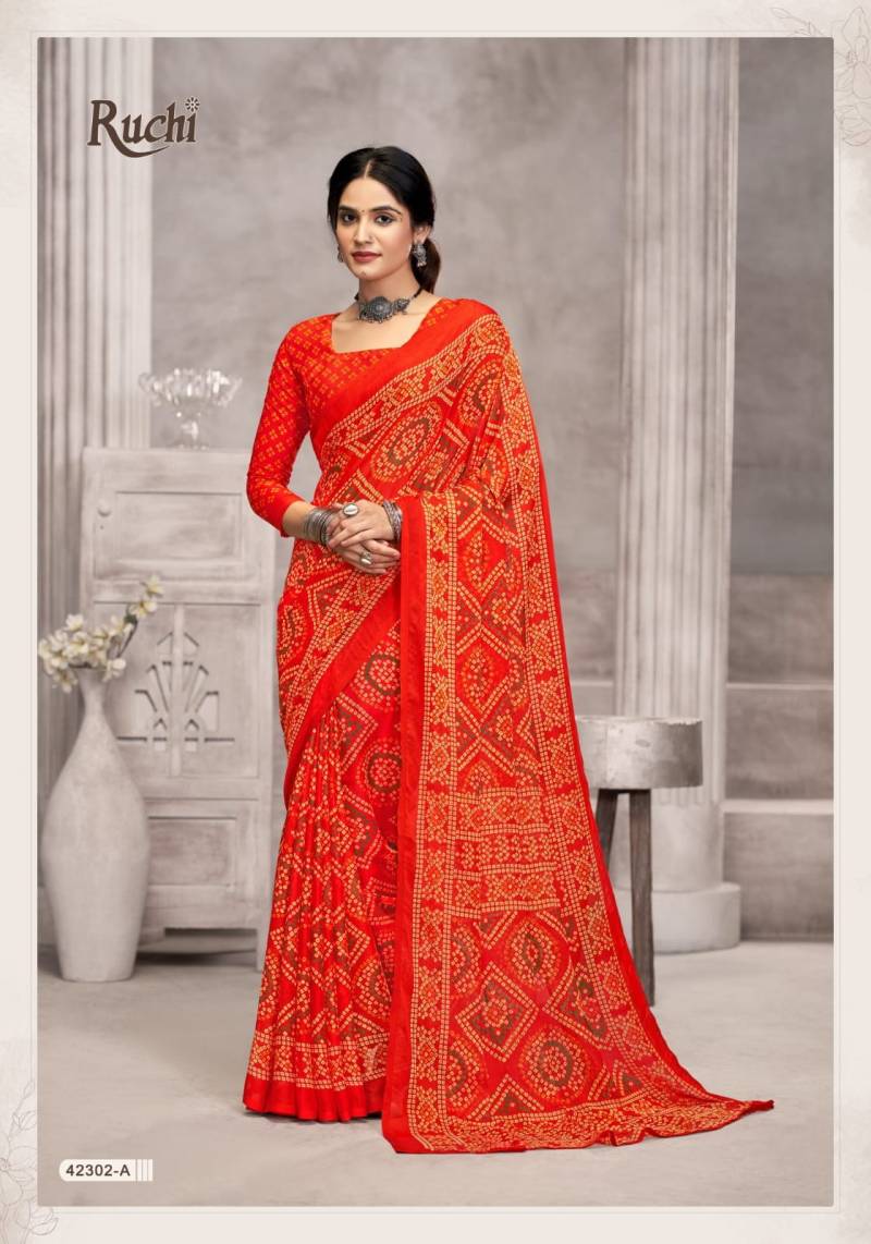 Star Chiffon 194 By Ruchi Printed Chiffon Saree Wholesale Price In Surat