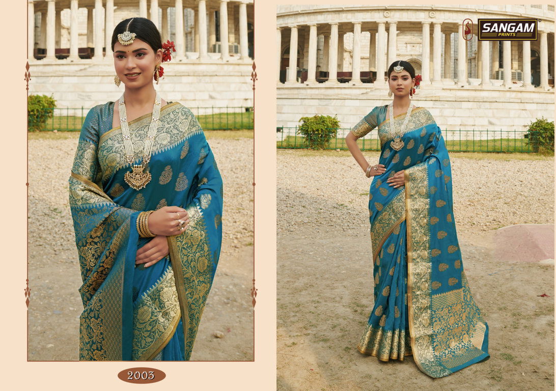 SANGAM RED STONE Latest Fancy Designer Festive Wear Heavy Silk Saree Collection