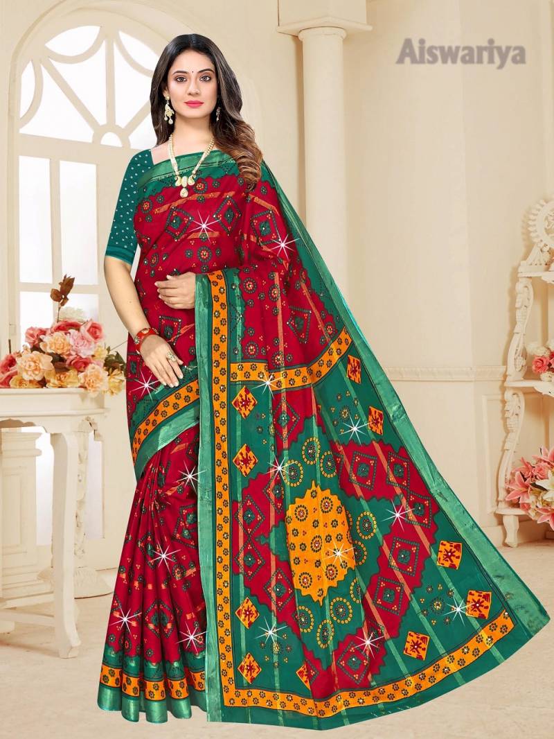 Aiswariya 01 Cotton Printed Party Wear Saree Wholesale Suppliers In Mumbai