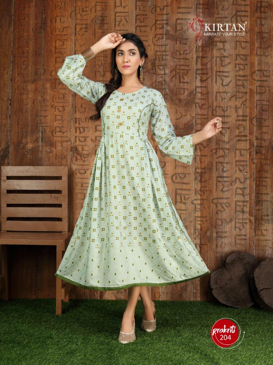 Kirtan Prakriti 2 Fancy Designer Ethnic Wear Heavy Rayon Printed Anarkali Kurtis Collection
