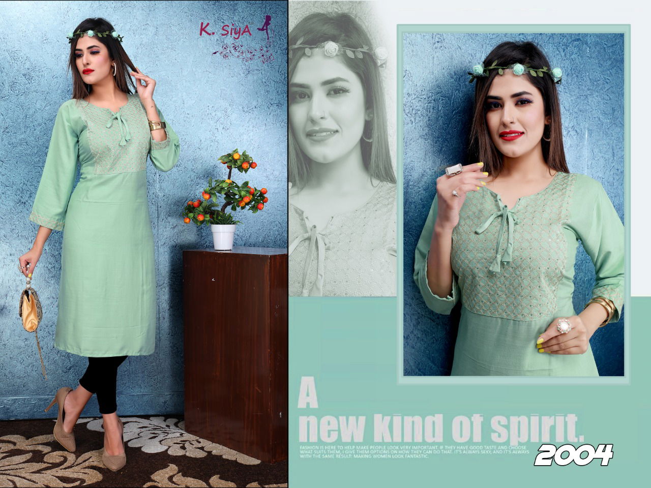 K Siya Saffron Rayon latest fancy Regular Casual Wear Designer Kurtis Collection
