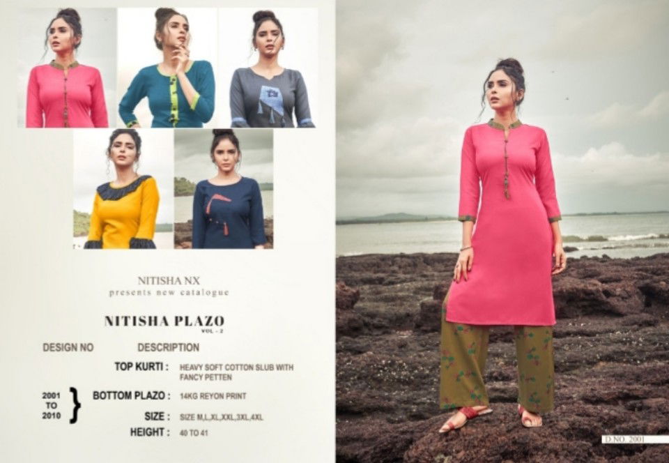 Nitisha Plazo 2 Casual Wear Stylish Designer Oarty Wear Kurti With Bottom