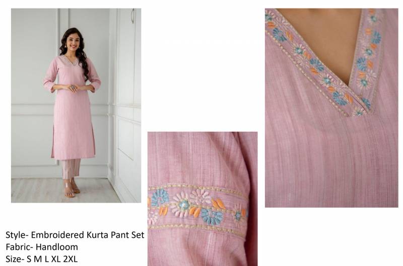 Stylee Girl 1 Handloom Embroidered Kurta With Pant Set Wholesale Market In Surat With Price