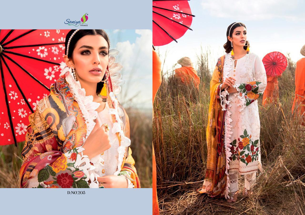  IZNIK SANIYA TRENDZ Latest Fancy Festive Wear Pure Cambric chickenkari  Heavy Embroidered Salwar Suit Collection
