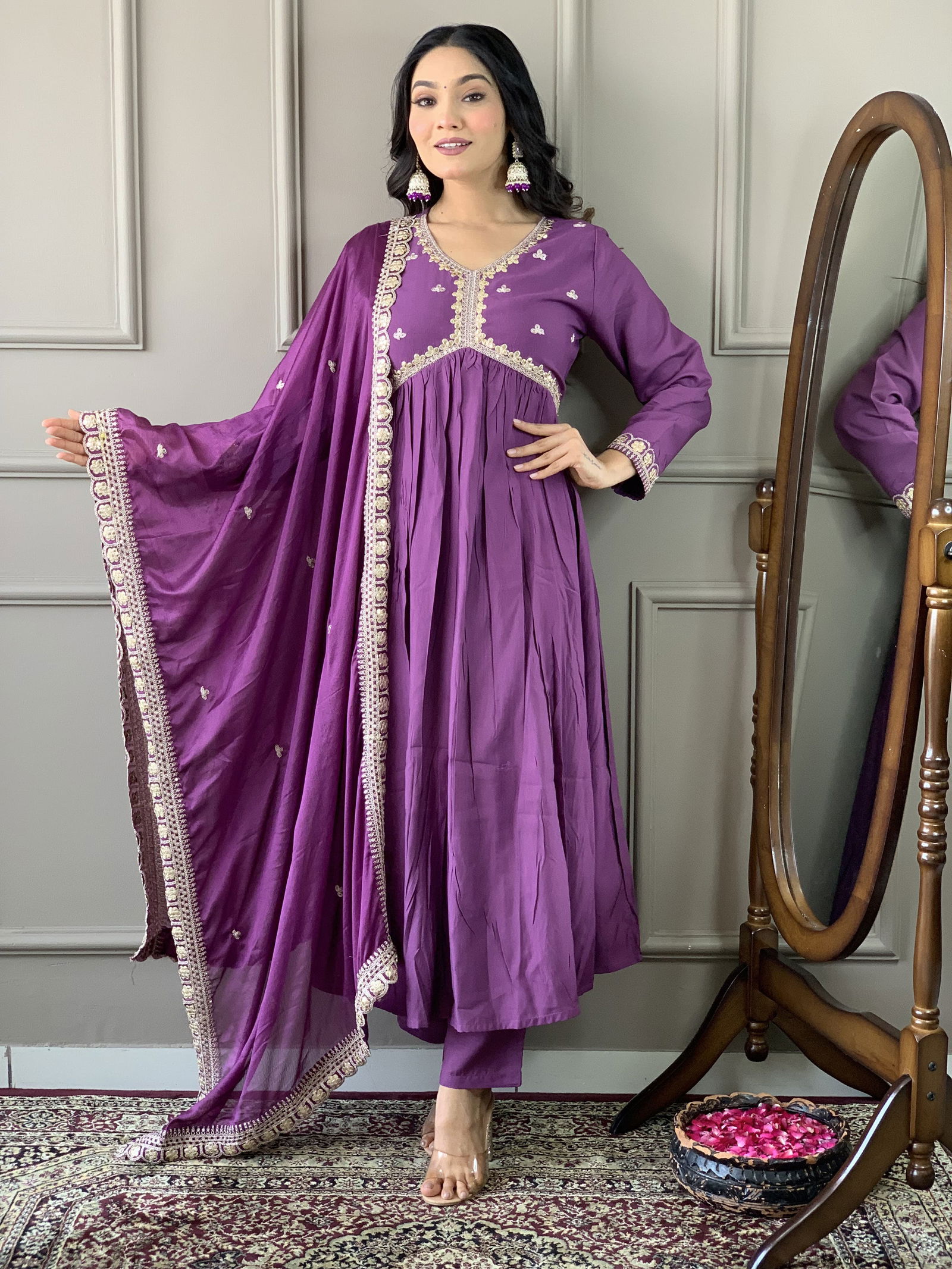 KF 456 Kalaai Bsy Viscose Embroidery Kurti With Bottom Dupatta Suppliers In India