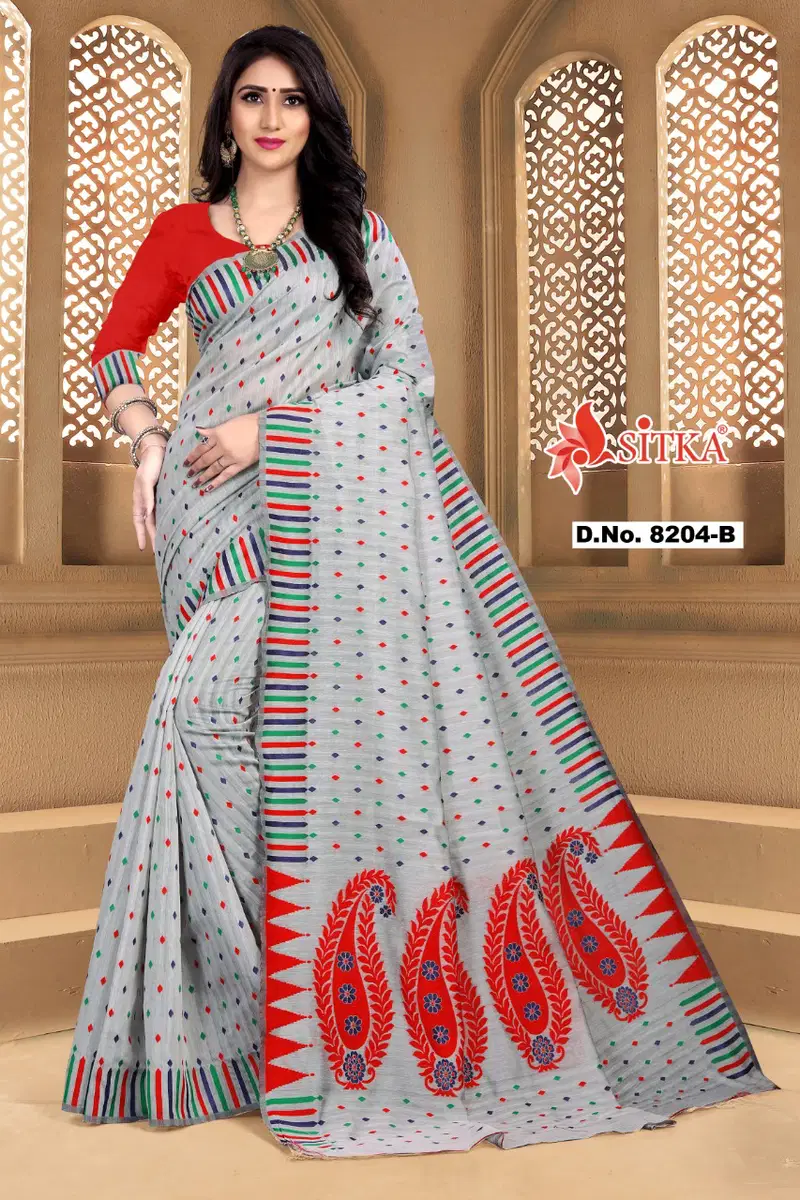 Naira 8204 Casual Daily Wear Fancy Look Poly Cotton Saree With Blouse Collection
