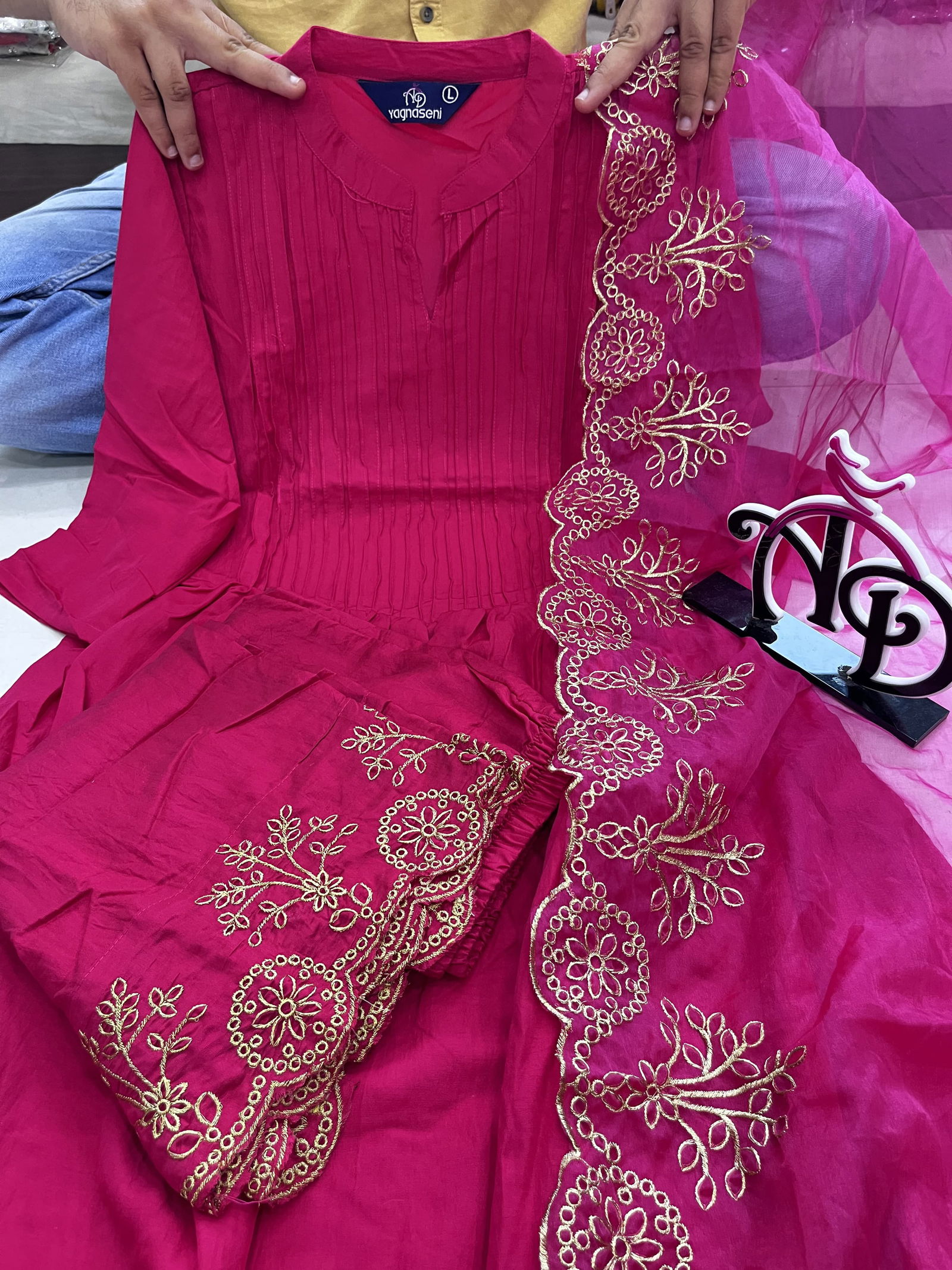 Akshar Designer Cotton SIlk Kurti With Bottom Dupatta