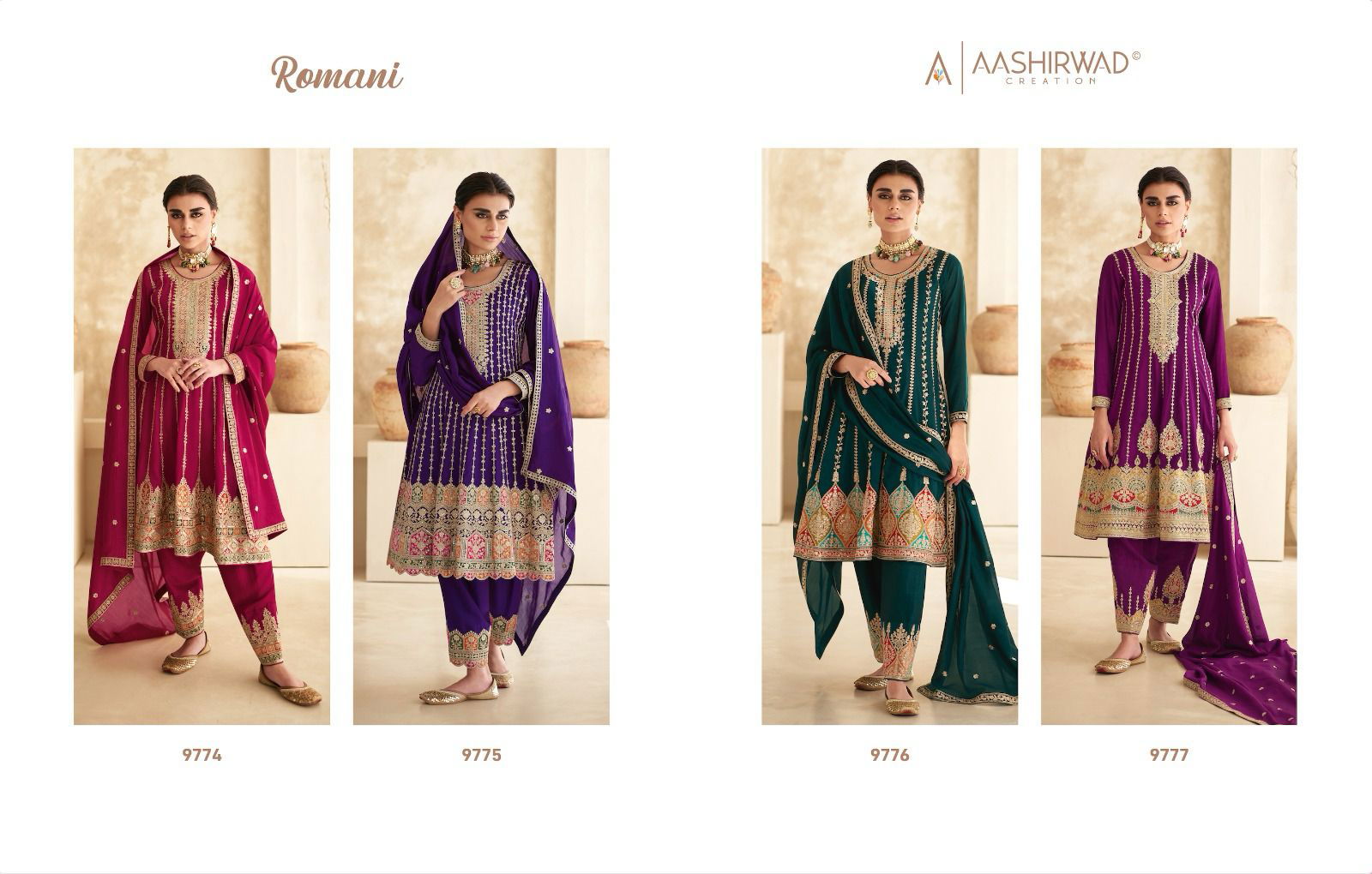 Romani By Aashirwad Heavy Embroidery Wedding Salwar Suits Catalog