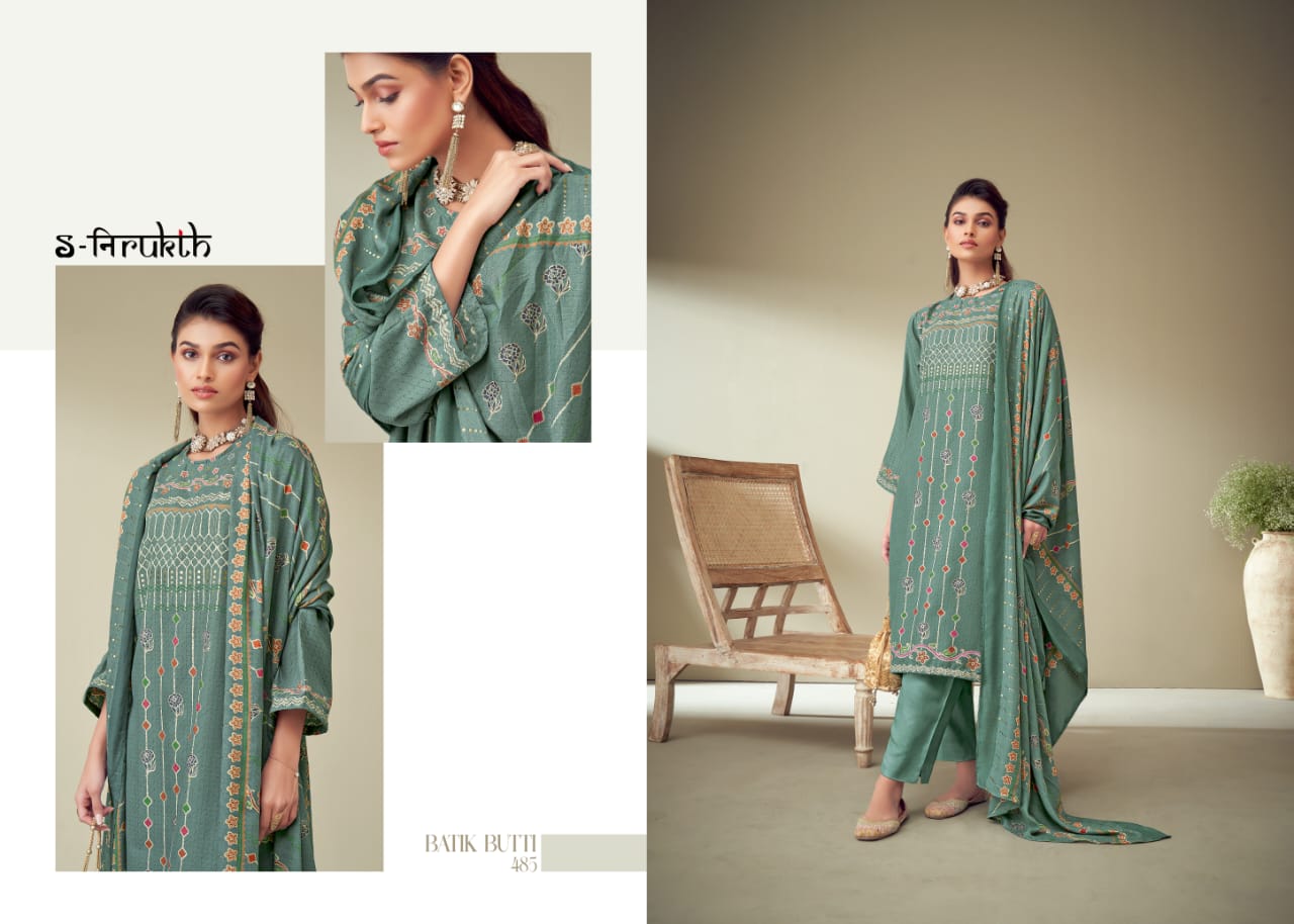 Batik Butti S Nirukth Pashmina Dress Material Catalog