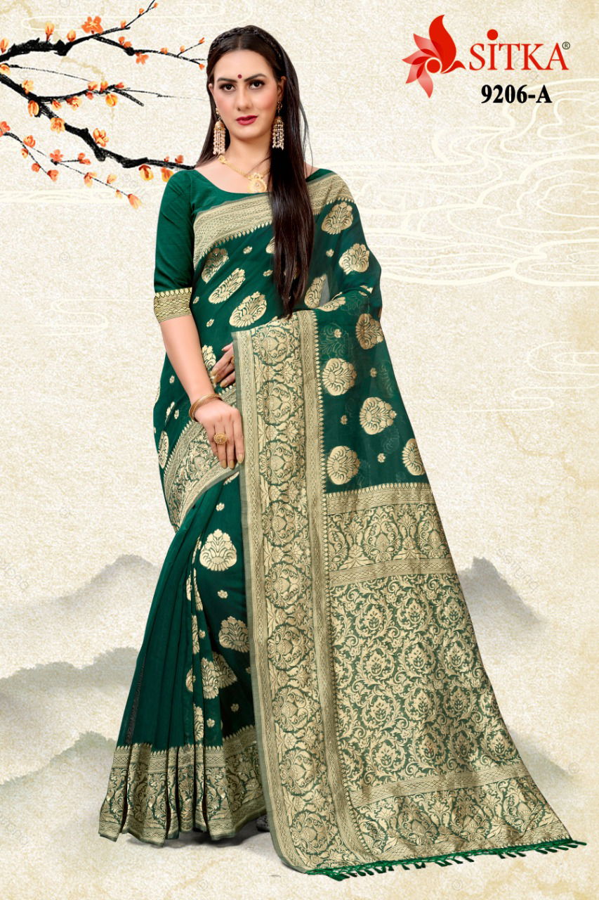 Raveena 9206 Latest Fancy Designer Feavy Festive Wear Cotton Silk Sarees Collection
