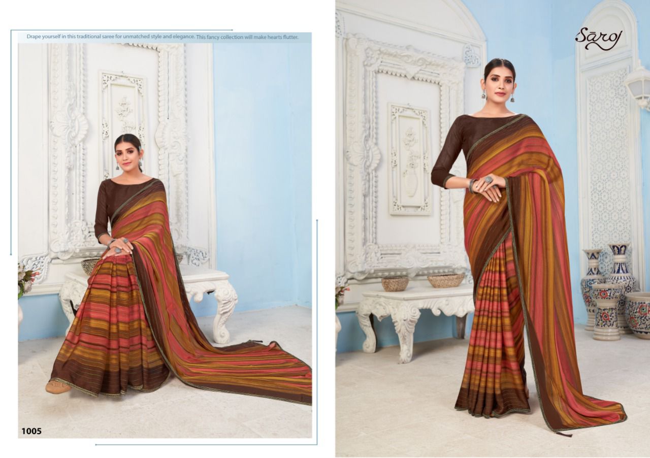 Saroj Naazia Fancy Casual Daily Wear Georgette Printed Saree Collection