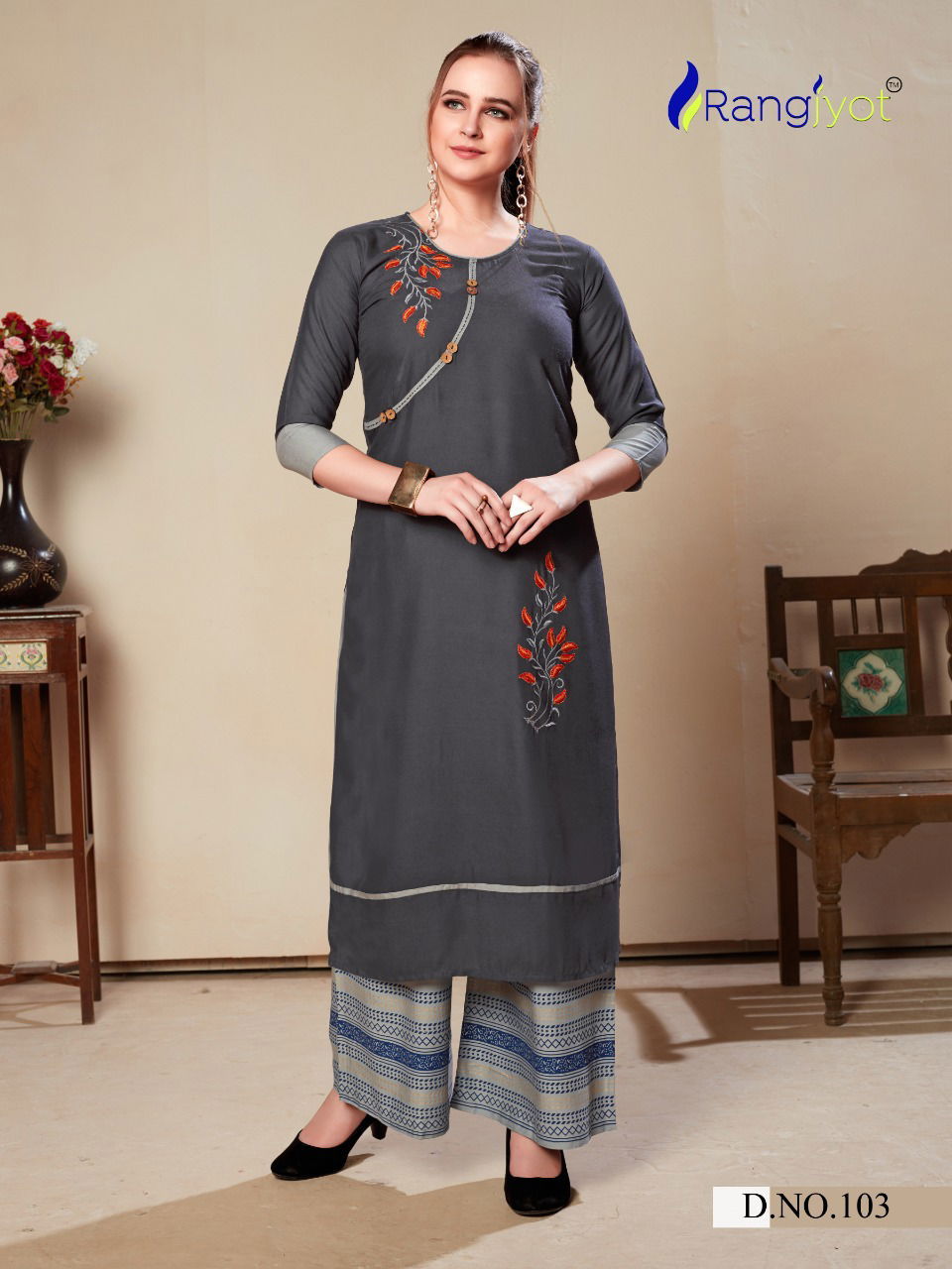 RANGJYOT MORIE VOL-1 Latest fancy Ethnic Wear Heavy rayon With embroidery work Kurtis Collection