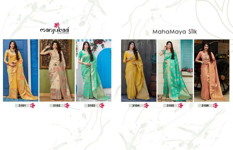 Manjubaa Mahamaya Silk Latest Designer Party Wear Silk Saree Collection 