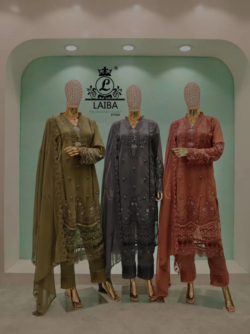 Laiba Am 7088 Georgette Pakistani Ready Made Suits Wholesale Price In Surat