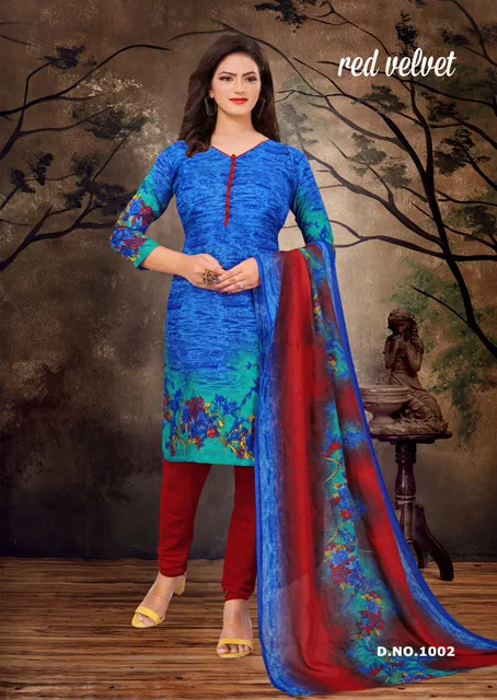 Amit Red Velvet Regular Ethnic Patiyala Wear Printed Cotton Collection