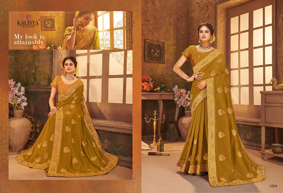 Kalista Shivalika Latest Fancy Festive Wear vichitra silk Embroidery Worked Sarees Collection

