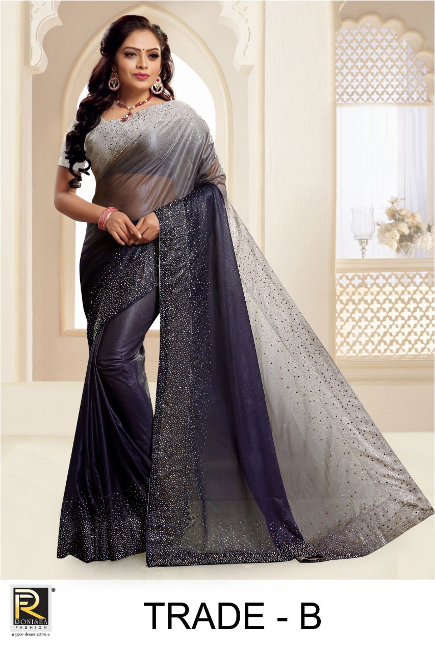 Ronisha Trade Fancy Party Wear Lycra Designer Saree Collection
