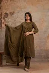 Naisha K 66 Cotton Slub Embroidery Kurti With Bottom Dupatta Wholesalers In Surat