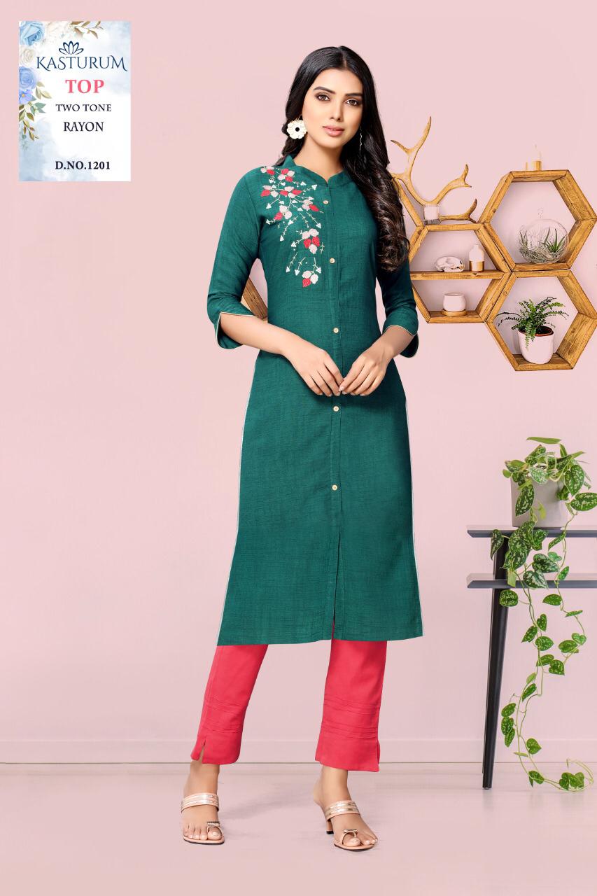 Sakhi 2 Rayon Latest Fancy Ethnic Wear Rayon Work Designer Kurtis Collection