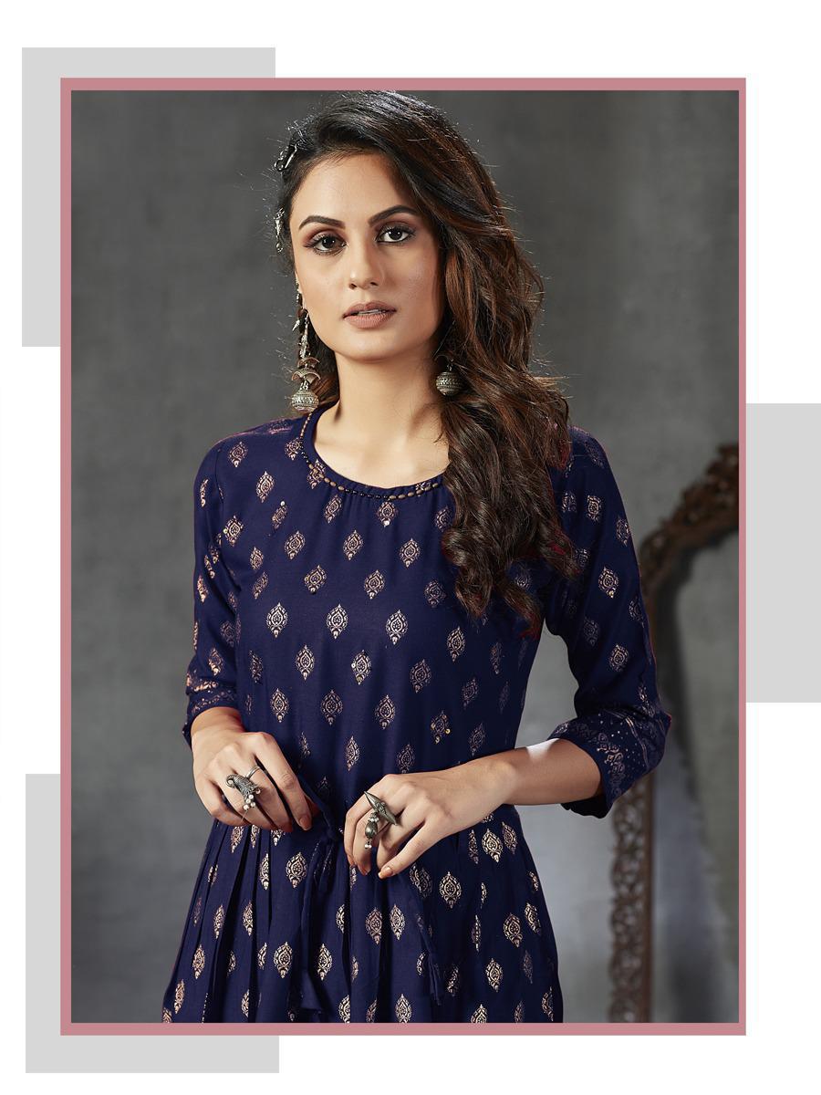 Blue Hills Gold Fever Ethnic Wear Printed Designer Long Kurtis Collection