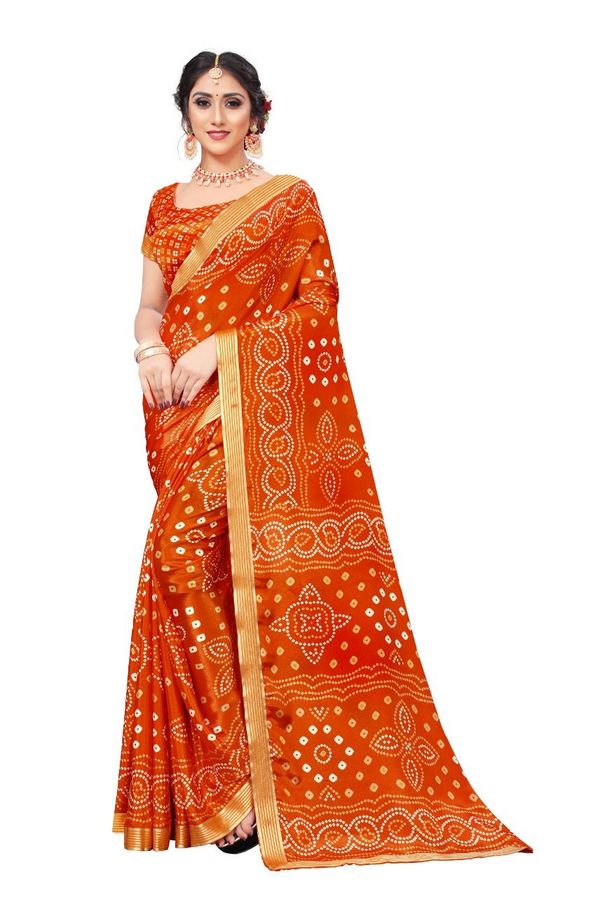 Bandhani Print Saree 2 Fancy Designer Festive Wear Tadki silk Printed Sarees Collection