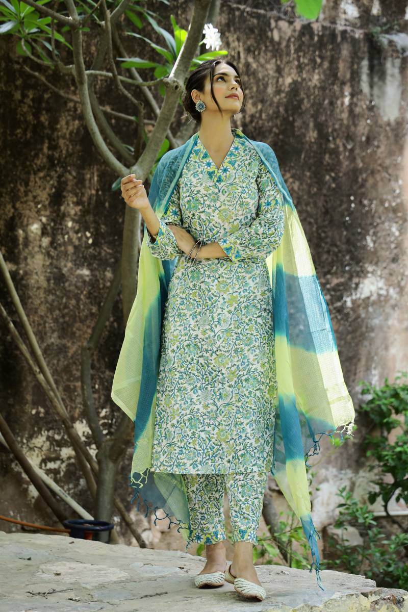 Sku Sp164 Roman Slub Flower Printed Kurti Bottom With Dupatta Wholesale Clothing Suppliers In India