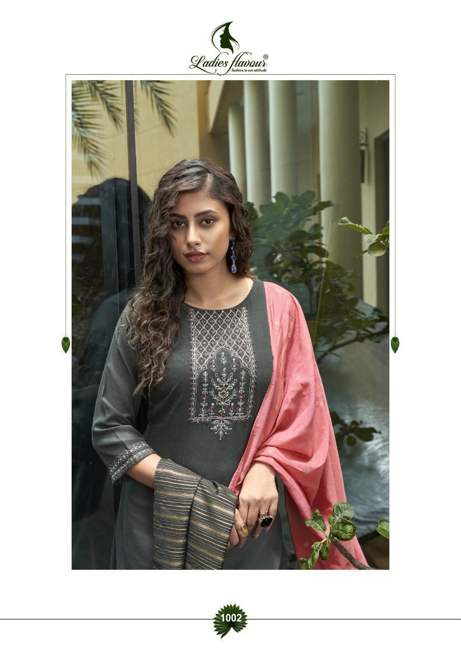 Ladies Flavour Ruhana 1 Festive Wear Maslin With Embroidery With Heavy Khatli Work Ready Made Collection
