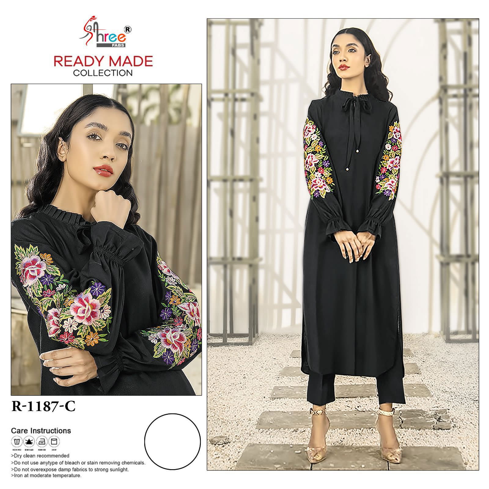 R 1187 By Shree Fab Chiffon Pakistani Kurti With Bottom Catalog