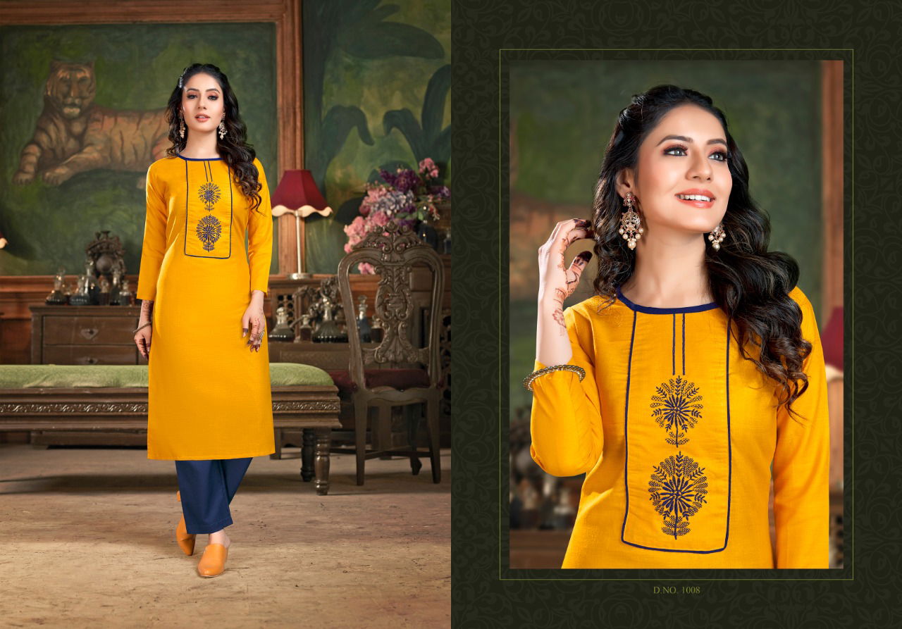 Nitisha Gangour latest fancy Designer regular wear Cotton Embroidery Kurti With Bottom Collection

