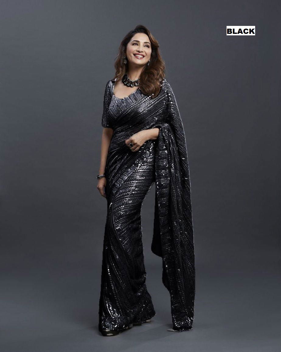 Madhuri Fancy Stylish Party Wear Georgette Designer Saree Collection
