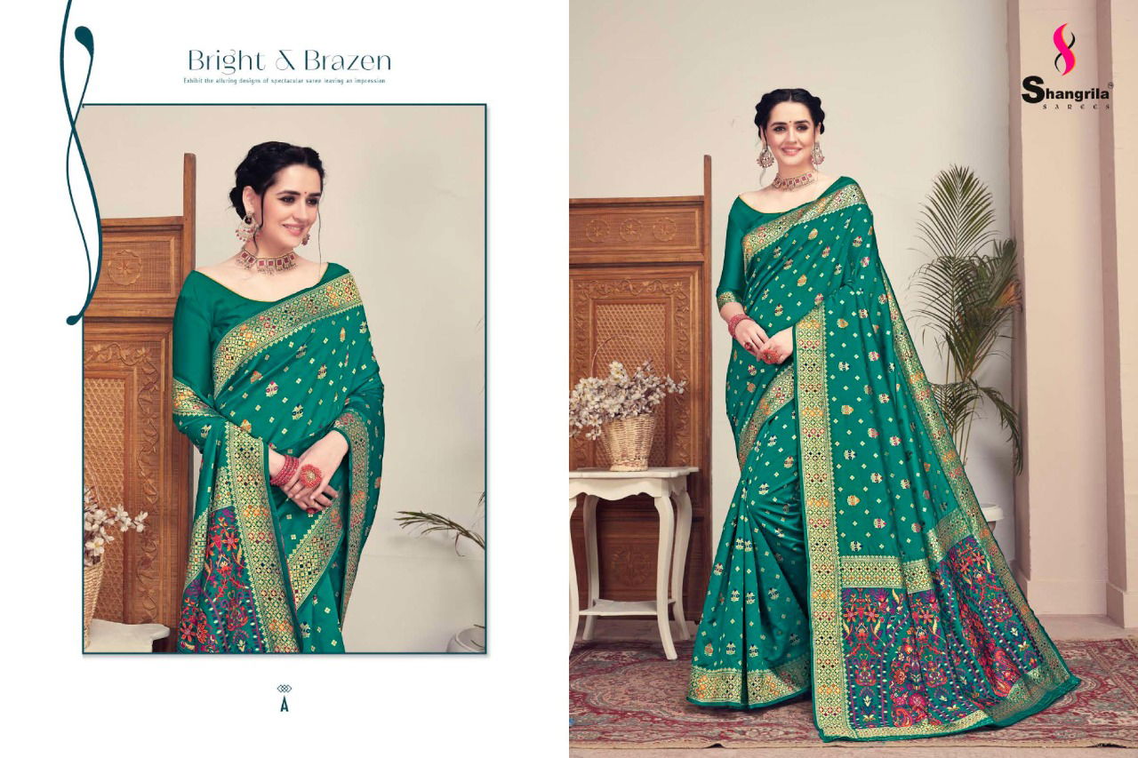 Shangrila Handicraft Silk Rich Kashmiri Fancy Festive Wear Weaving Silk Sarees Collection
