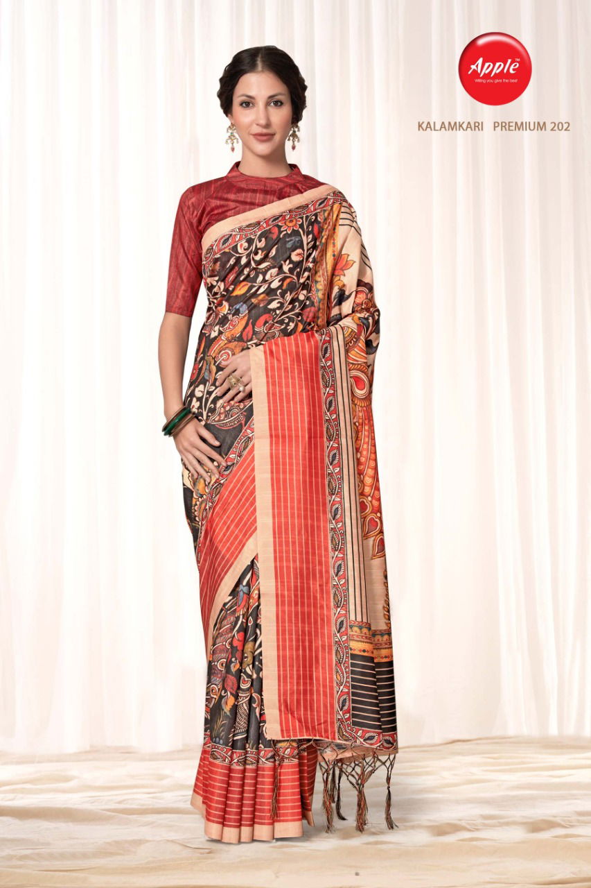 Apple Kalamkari Premium 2 Latest Fancy Designer Regular Casual Wear Printed Saree Collection
