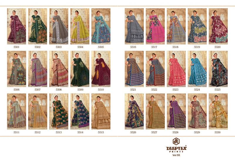 Deeptex Mother India Vol 55 Printed Cotton Saree Collection