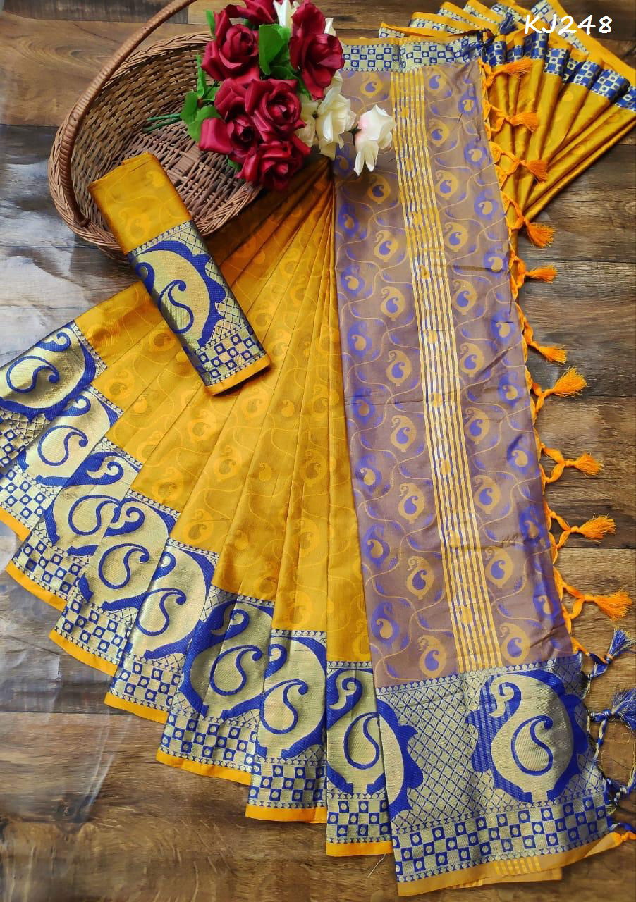 KJ Latest Designer Party Wear Wedding Saree Collection Having Wonderful Border 