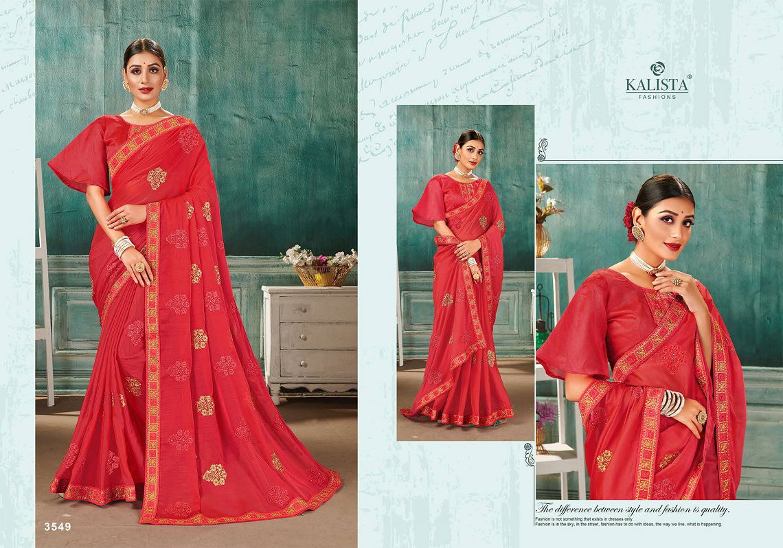 Kalista Nikita Latest Fancy Party Wear Designer Chiffon Embroidery Saree Collection
