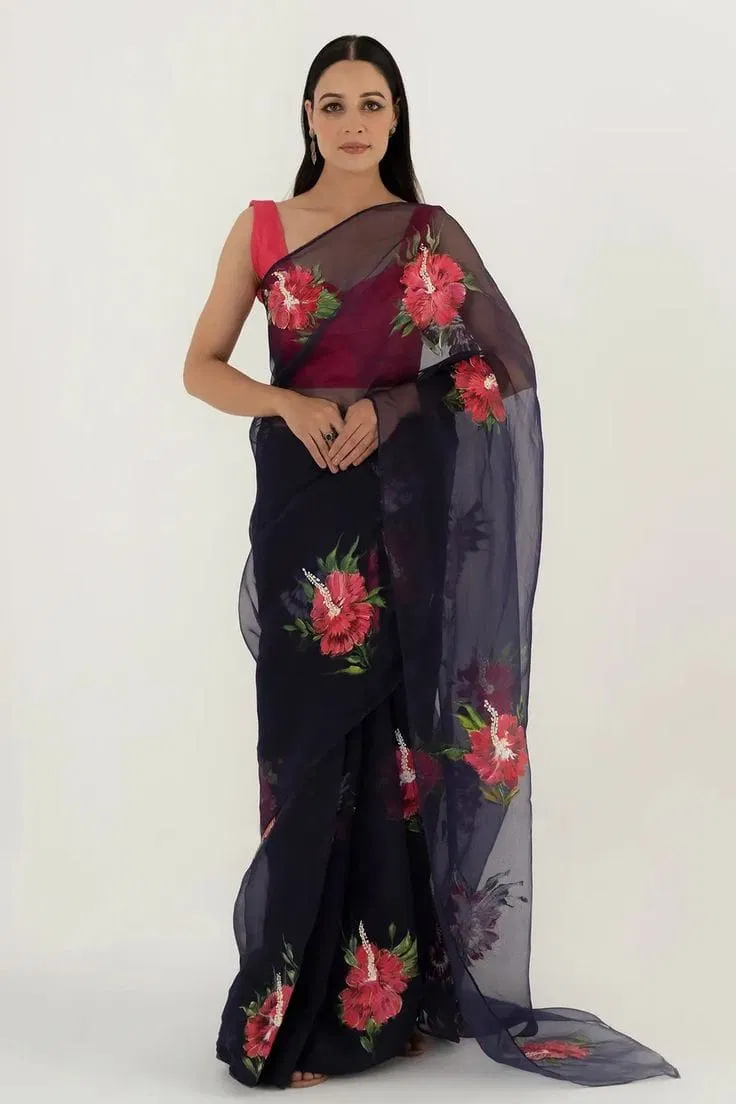 Vk 4130 Organza Silk Digital Print Saree Catalog