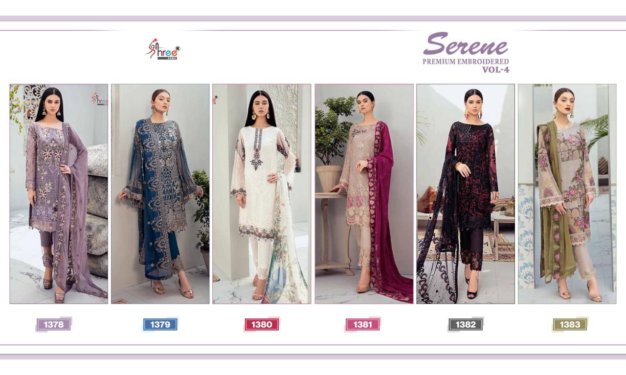 Shree Fab Serene Premium Embroidered Vol 4 Latest Heavy Designer Pakistani Dress Materisl Collection With Nazneen Embroidered Dupatta 